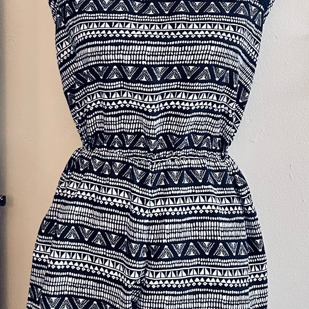 Black and White Tribal Pattern Jumpsuit